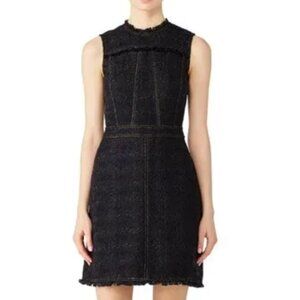 Tory Burch Aria Black Metallic Tweed Shift Dress – Size 10